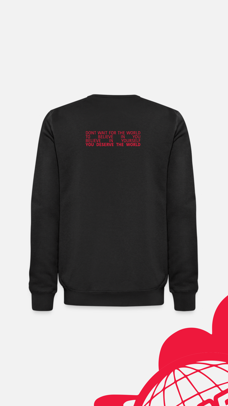You Deserve The World Sweater - Black / Gray / Red